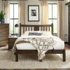Queen size Solid Pine Wood Platform Bed with Headboard in Espresso