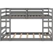 Full over Full Modern Low Profile Bunk Bed in Grey Wood Finish