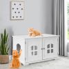 White  Modern Large Ventilated Private Divider Cat Litter Box