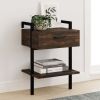Country style wall mounted bedside table with drawers and storage shelves