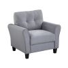 35" Modern Living Room Armchair Linen Upholstered Couch Furniture for Home or Office ,Light Grey-Blue,(1-Seat,Old Sku:WF288517AAC)