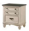 Beautiful Two-Tone Finish 1-Pc Nightstand End Table Two Storage Drawers Bedroom Furniture