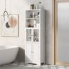 White Tall Storage Cabinet with Shelves and Doors for Bathroom; Kitchen and Living Room; MDF Board