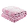 Pack Of 2 Back Printing Shaved Flannel Plush Blanket; checked Blanket for Bed or Sofa; 80" x 90"; Pink