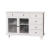 Super White Changhong Glass 5 Drawer 2 Door Cabinet-White