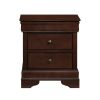 Louis Philippe Style 1pc Nightstand of Drawers Brown Cherry Finish Okume Veneer Bedroom Furniture