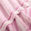 Pack Of 2 Back Printing Shaved Flannel Plush Blanket; checked Blanket for Bed or Sofa; 80" x 90"; Pink