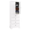 Storage Cabinet with 2 Doors and 4 Drawers for Bathroom, Office, Adjustable Shelf, MDF Board with Painted Finish, White
