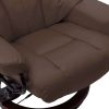 Massage Recliner with Ottoman Brown Faux Leather and Bentwood