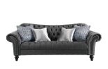 Sofa with 4 Pillows in Dark Gray Velvet