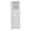 Tall Bathroom Corner Cabinet, Freestanding Storage Cabinet with Doors and Adjustable Shelves, MDF Board, White