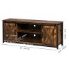 FCH 3-layer Double Barn Door with Sliding Rail X-shaped Panel TV Cabinet MDF with Triamine Retro Brown