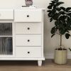 Super White Changhong Glass 5 Drawer 2 Door Cabinet-White