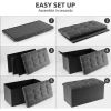 30 inches Foldable Storage Boxes Footrest Step Stool, Storage Ottoman Cube, Padded Seat for Dorm Living Room, Support 350lbs, Line Fabric Gray