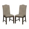 Transitional Set of 2 Side Chairs Espresso Warm Gray Nail heads Solid wood Chair Fabric Upholstered Padded Seat Kitchen Rustic Dining Room Furniture