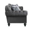 Sofa with 4 Pillows in Dark Gray Velvet