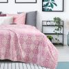 Pack Of 2 Back Printing Shaved Flannel Plush Blanket; checked Blanket for Bed or Sofa; 80" x 90"; Pink