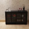 Kitchen Storage Stand Cupboard With Glass Door-Black RT