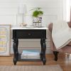 Classic Two-Tone End Table with Open Shelf and Storage Drawer
