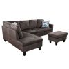Espresso Flannel Living Room Sofa Set