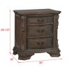 Traditional Sheffield Nightstand End Table with Three Storage Drawers Grey Decorative Drawer Pulls 1pc