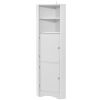 Tall Bathroom Corner Cabinet, Freestanding Storage Cabinet with Doors and Adjustable Shelves, MDF Board, White