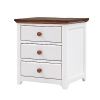 Wooden Nightstand with USB Charging Ports and Three Drawers,End Table for