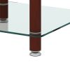 1-Piece Transparent+Walnut Side Table , 2-Tier Space End Table ,Modern Night Stand, Sofa table, Side Table with Storage Shelve