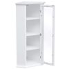 Freestanding Bathroom Cabinet with Glass Door; Corner Storage Cabinet for Bathroom; Living Room and Kitchen; MDF Board with Painted Finish; White