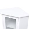Freestanding Bathroom Cabinet with Glass Door; Corner Storage Cabinet for Bathroom; Living Room and Kitchen; MDF Board with Painted Finish; White