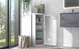 Freestanding Bathroom Cabinet with Glass Door; Corner Storage Cabinet for Bathroom; Living Room and Kitchen; MDF Board with Painted Finish; White