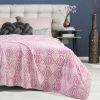 Pack Of 2 Back Printing Shaved Flannel Plush Blanket; checked Blanket for Bed or Sofa; 80" x 90"; Pink