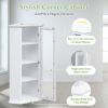 Freestanding Bathroom Cabinet with Glass Door; Corner Storage Cabinet for Bathroom; Living Room and Kitchen; MDF Board with Painted Finish; White