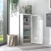 Freestanding Bathroom Cabinet with Glass Door; Corner Storage Cabinet for Bathroom; Living Room and Kitchen; MDF Board with Painted Finish; White