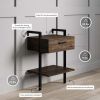 Country style wall mounted bedside table with drawers and storage shelves