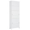 White Tall Storage Cabinet with Shelves and Doors for Bathroom; Kitchen and Living Room; MDF Board