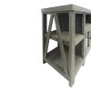 52 Inch Handmade Wooden TV Stand with 2 Glass Door Cabinet, Distressed Gray