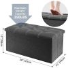 30 inches Foldable Storage Boxes Footrest Step Stool, Storage Ottoman Cube, Padded Seat for Dorm Living Room, Support 350lbs, Line Fabric Gray