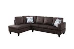Espresso Flannel Living Room Sofa Set