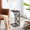 C-shaped Wood End Table;  Set of 2;  Brown/Black