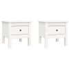 Side Tables 2 pcs White 15.7"x15.7"x15.4" Solid Wood Pine