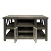 52 Inch Handmade Wooden TV Stand with 2 Glass Door Cabinet, Distressed Gray
