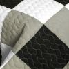 [City Light - B] Vermicelli-Quilted Patchwork Plaid Quilt Set Full/Queen