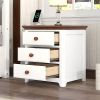 Wooden Nightstand with USB Charging Ports and Three Drawers,End Table for
