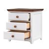 Wooden Nightstand with USB Charging Ports and Three Drawers,End Table for