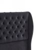 Upholstered wingback velvet fabric Chesterfield bed/button tufted headboard with vintage wings/wood slat support/easy to assemble. Queen-Size-Black