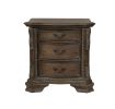 Traditional Sheffield Nightstand End Table with Three Storage Drawers Grey Decorative Drawer Pulls 1pc