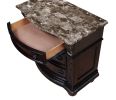 Traditional Style Nightstand with Marble Top 1Pc Rich Brown Finish Wood Veneers & Solids End Table
