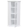 Freestanding Bathroom Cabinet with Glass Door; Corner Storage Cabinet for Bathroom; Living Room and Kitchen; MDF Board with Painted Finish; White