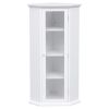 Freestanding Bathroom Cabinet with Glass Door; Corner Storage Cabinet for Bathroom; Living Room and Kitchen; MDF Board with Painted Finish; White